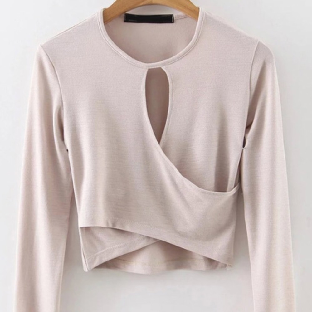 Blush bodycon midi with teardrop neck